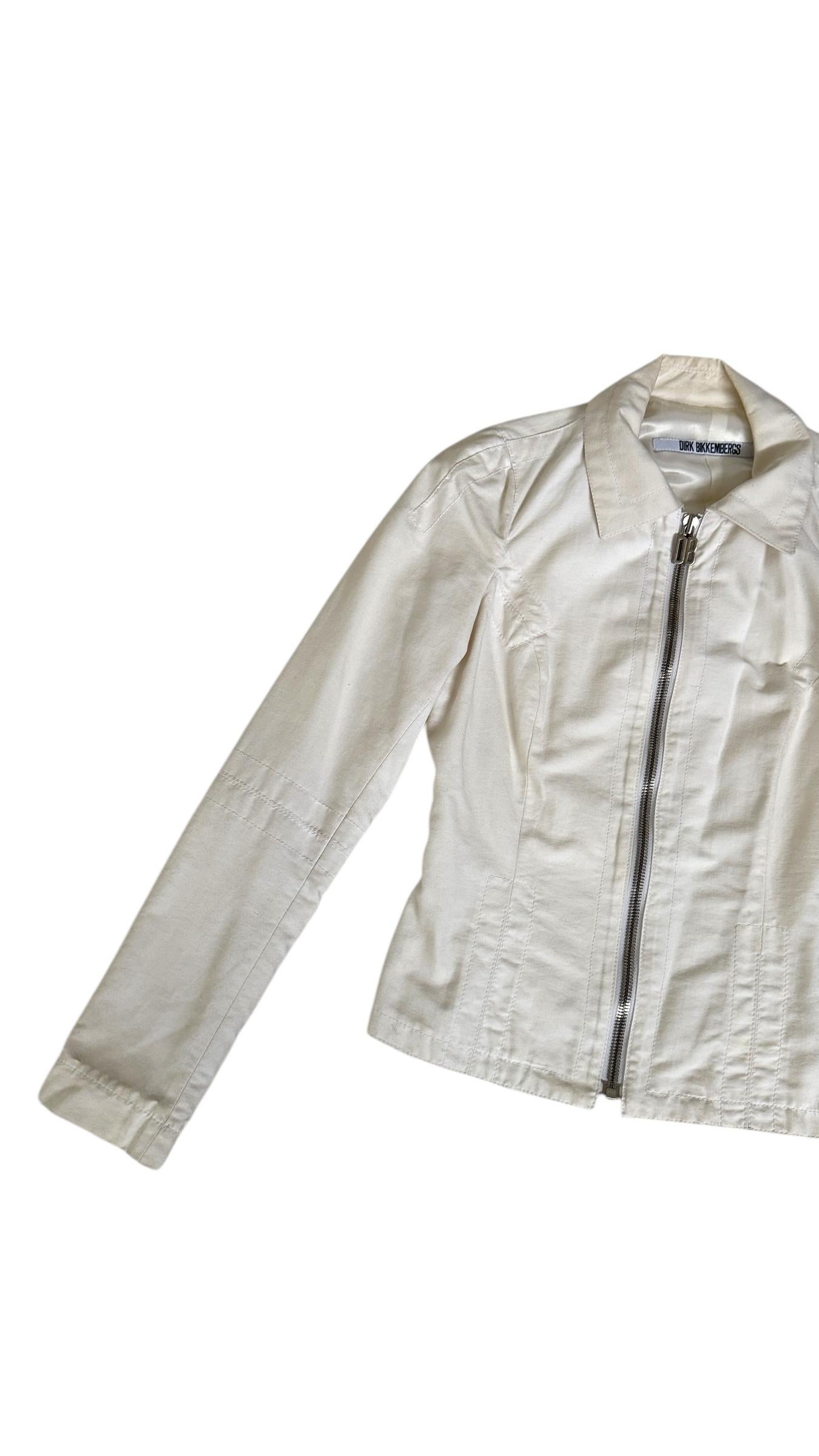 Dirk Bikkembergs Vintage White Cotton Jacket - Pas de droits d'importation ! Nous payons pour cela. Bon état - En vente à Milano, IT