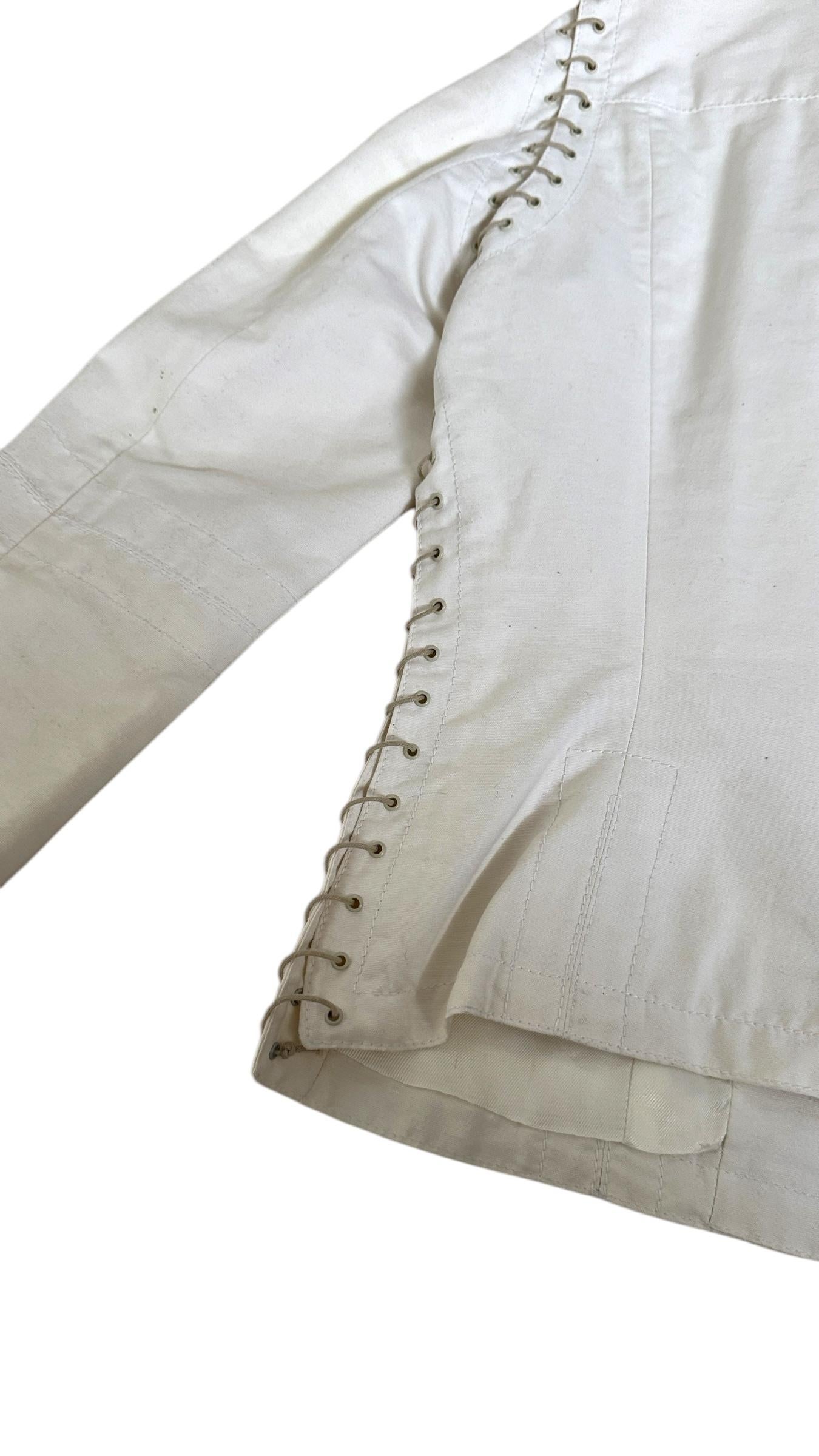 Dirk Bikkembergs Vintage White Cotton Jacket - Pas de droits d'importation ! Nous payons pour cela. en vente 3