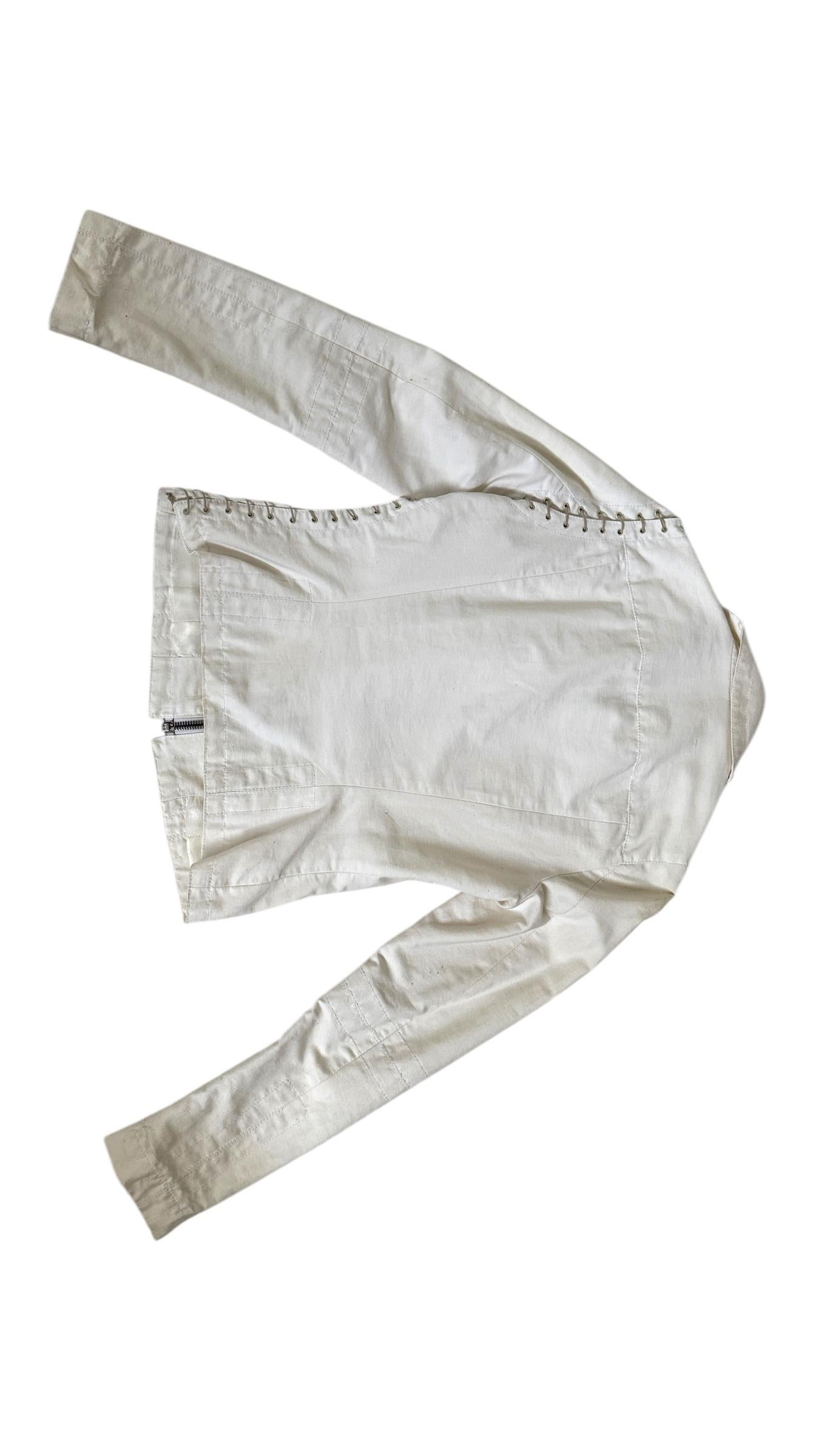 Dirk Bikkembergs Vintage White Cotton Jacket - Pas de droits d'importation ! Nous payons pour cela. en vente 4