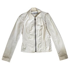 Dirk Bikkembergs Vintage White Cotton Jacket - ¡Sin derechos de importación! Pagamos por ello.