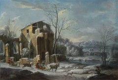 Winter landscape with sleigh