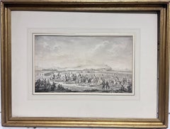 Fine Napoleonic Wars Period Battle Scene Antique Drawing Officers on Horseback