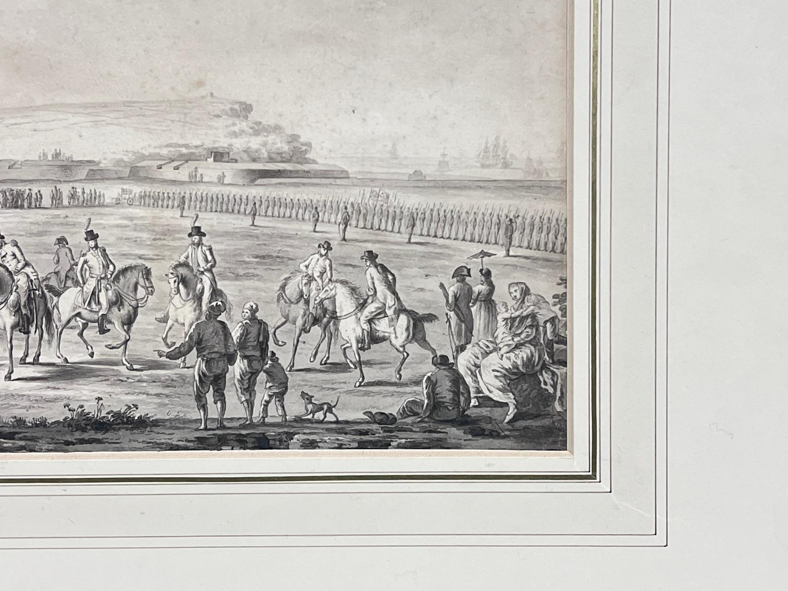 Fine Napoleonic Wars Period Battle Scene Antique Drawing Officers on Horseback - Old Masters Painting by Dirk Langendijk