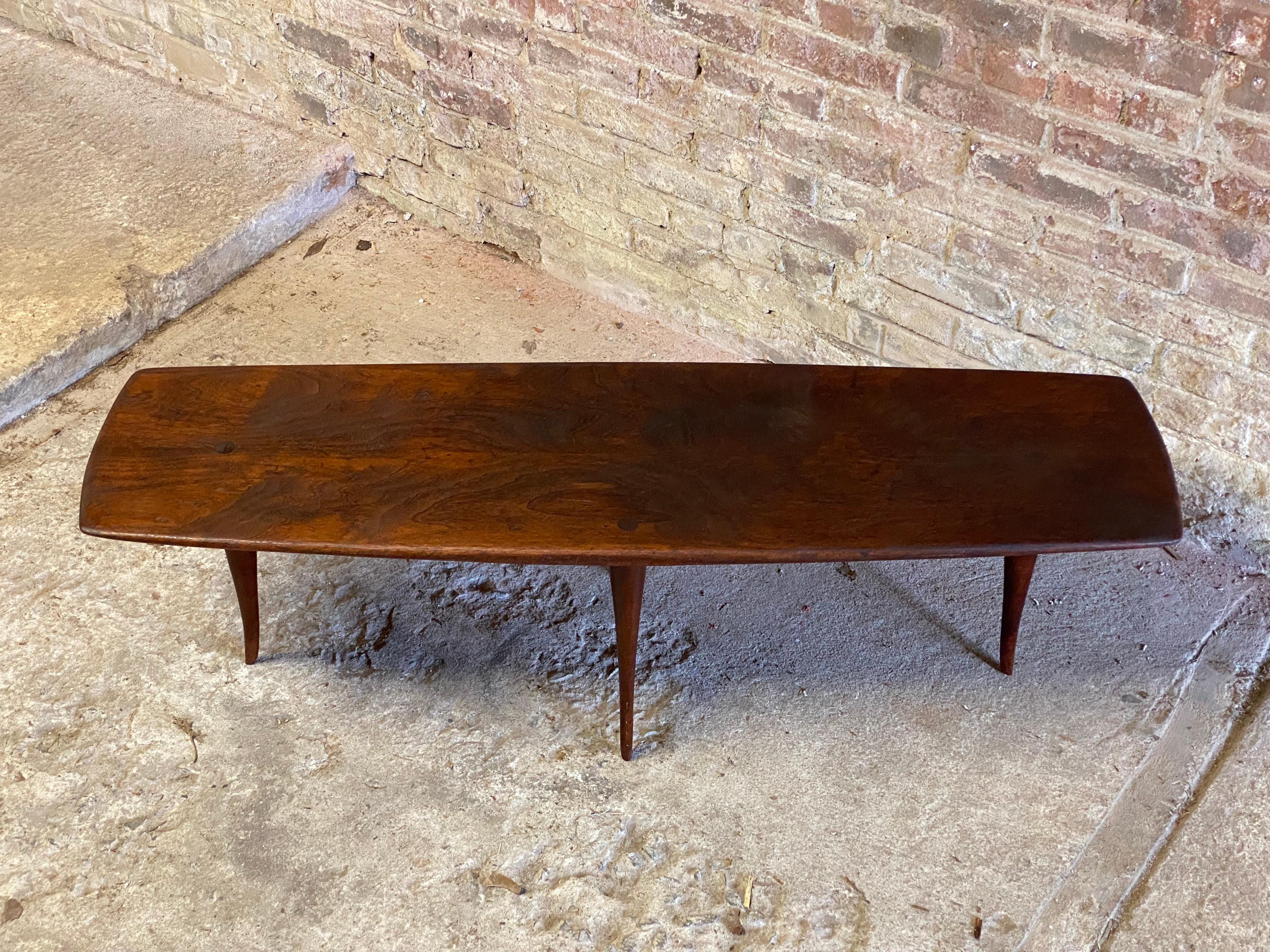 Dirk Rosse American Studio Crafts Movement Walnut Coffee Table In Fair Condition For Sale In Garnerville, NY