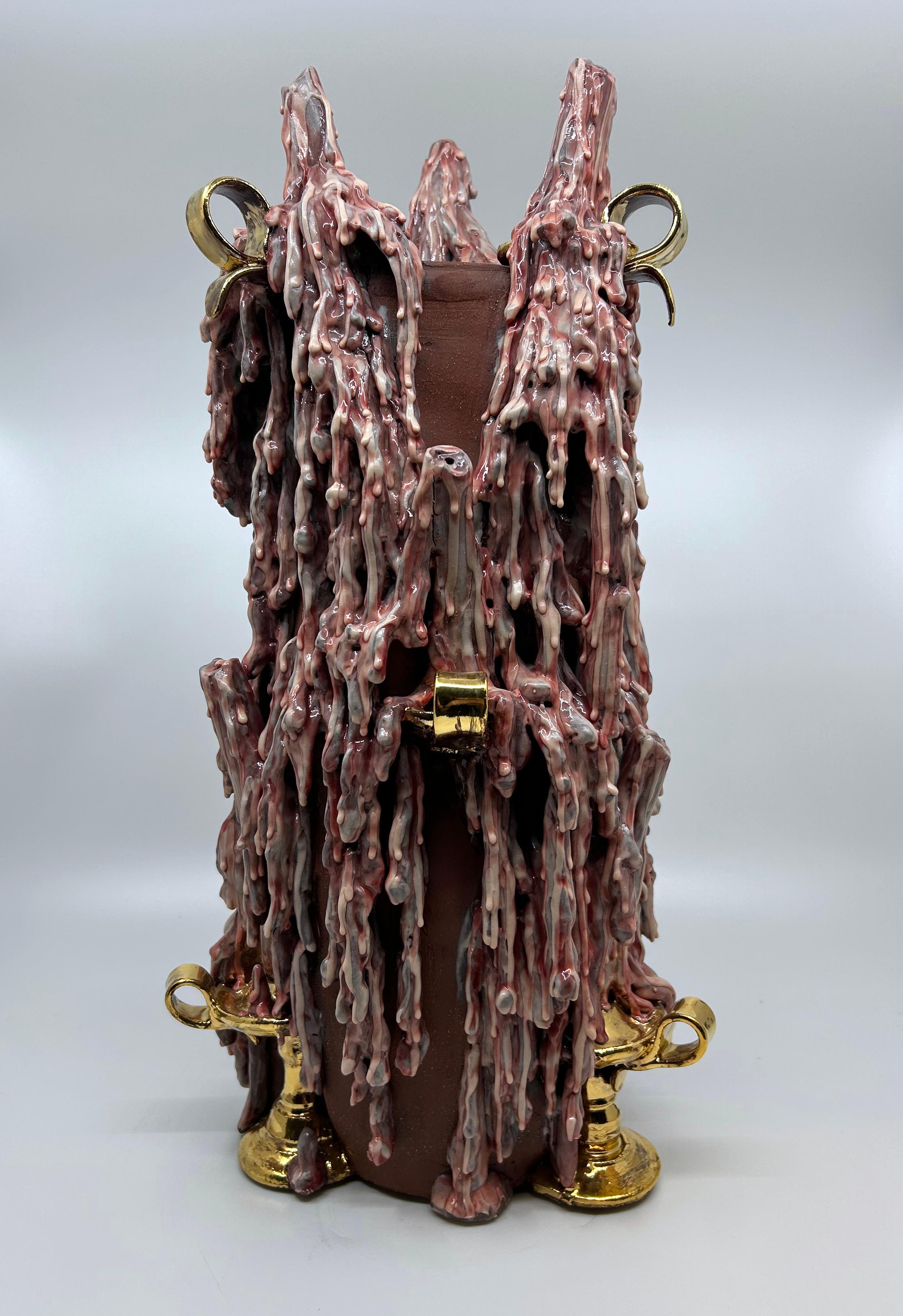 Candle Vase by Dirk Staschke, 2023, Ceramic Trompe l'oeil Sculpture with Glaze For Sale 2