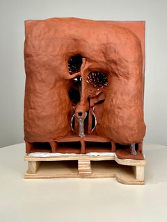 Sculpture en céramique sculptée à la main, trompe l'Oeil, 18 x 15 x 11 in, Dirk Staschke