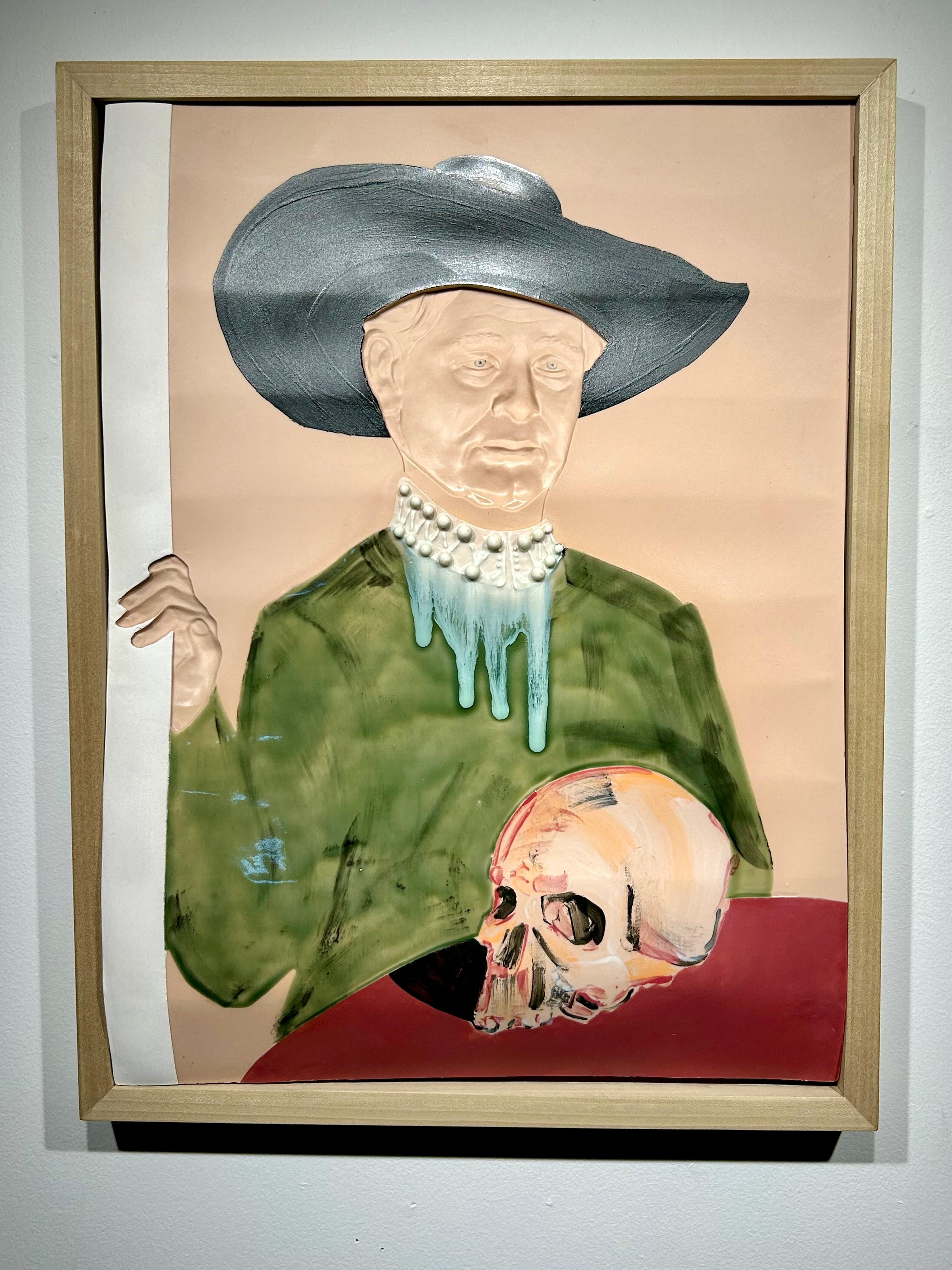 Figurative Sculpture di Dirk Staschke - Ritratto invertito con Momento Mori