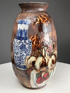 "Jarrón Vanitas nº 11", Escultura de cerámica con pintura de bodegón esmaltada