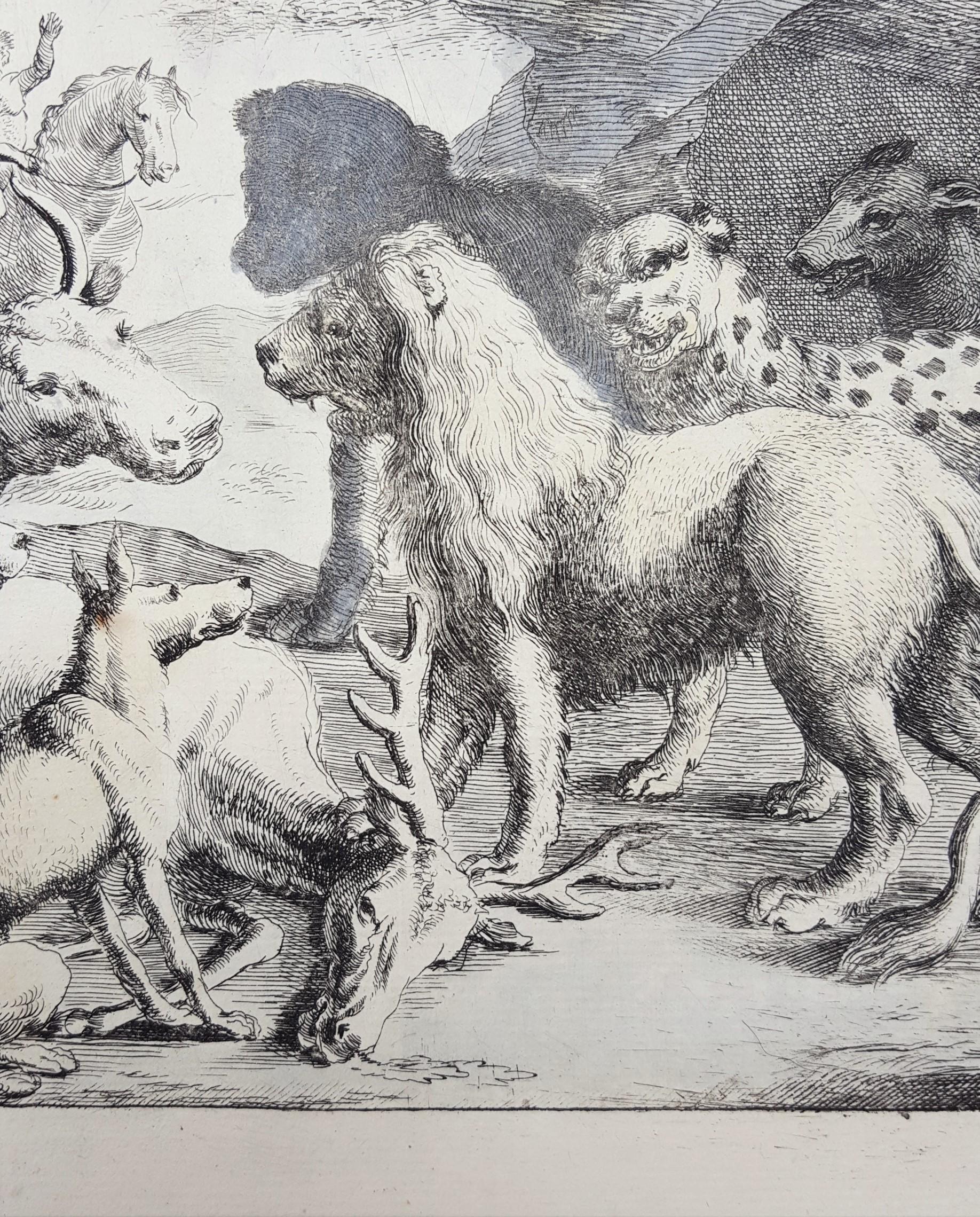 Het leeuwendeel (La part du lion) /// Old Masters Animals Landscape Dog Leopard en vente 8
