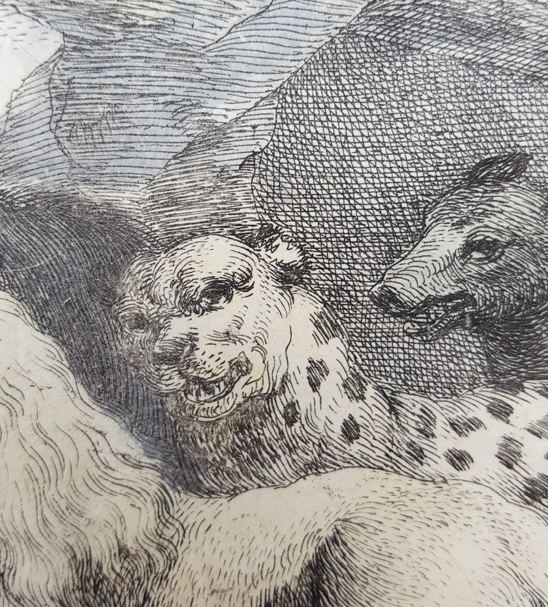 Het leeuwendeel (La part du lion) /// Old Masters Animals Landscape Dog Leopard en vente 10