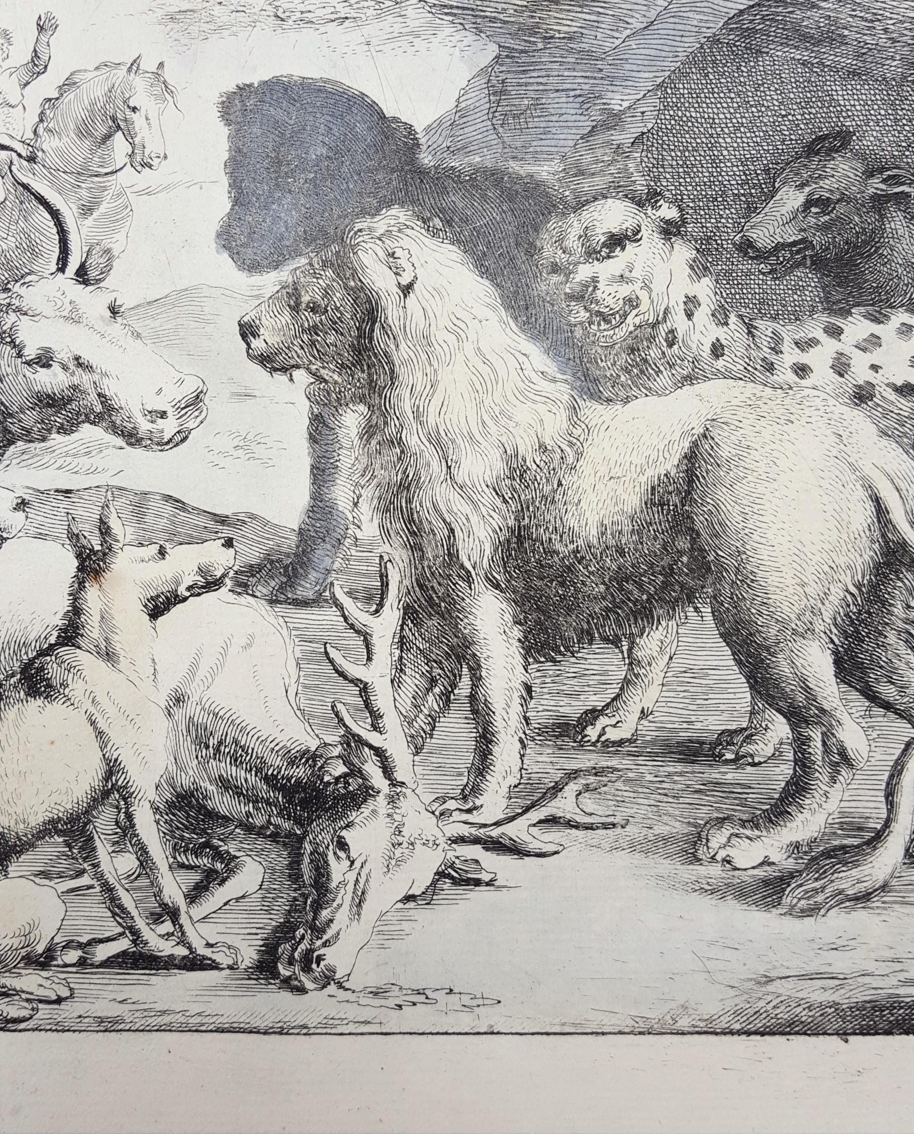 Het leeuwendeel (Der Löwe im Dienste des Löwen) /// Alte Meister Tierlandschaft, Tier, Landschaft, Hund, Leopard im Angebot 10