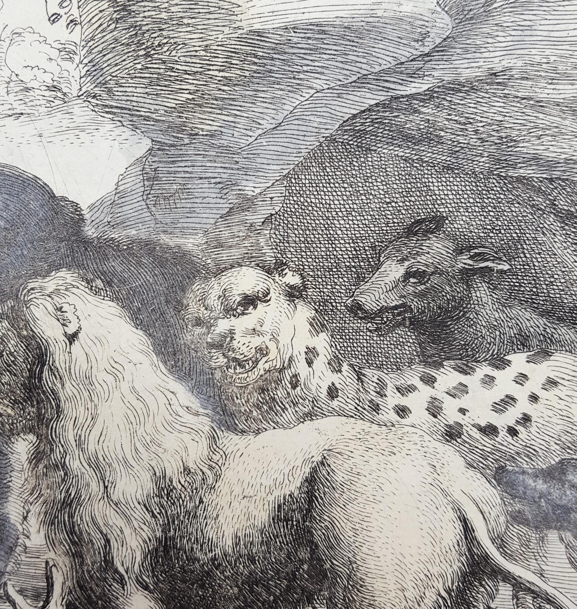 Het leeuwendeel (La part du lion) /// Old Masters Animals Landscape Dog Leopard en vente 10