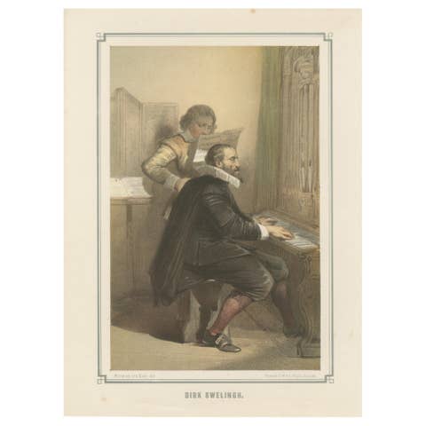 Dirk Sweelinck – Dutch Baroque Organist and Composer, 19th-Century Lithograph