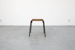 Dirk van Sleidregt Rattan Foot Stool with Black Enameled Legs