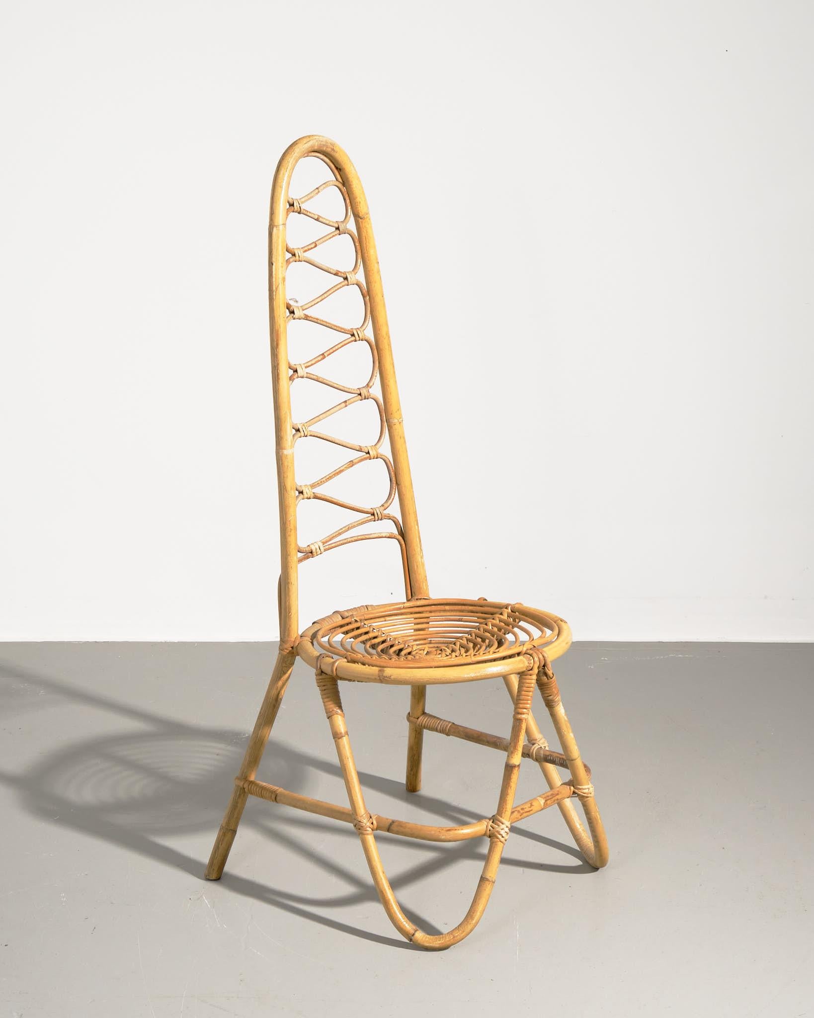 Dirk Van Sliedrecht High Back Bamboo Chair For Rohe Noordwolde 1960