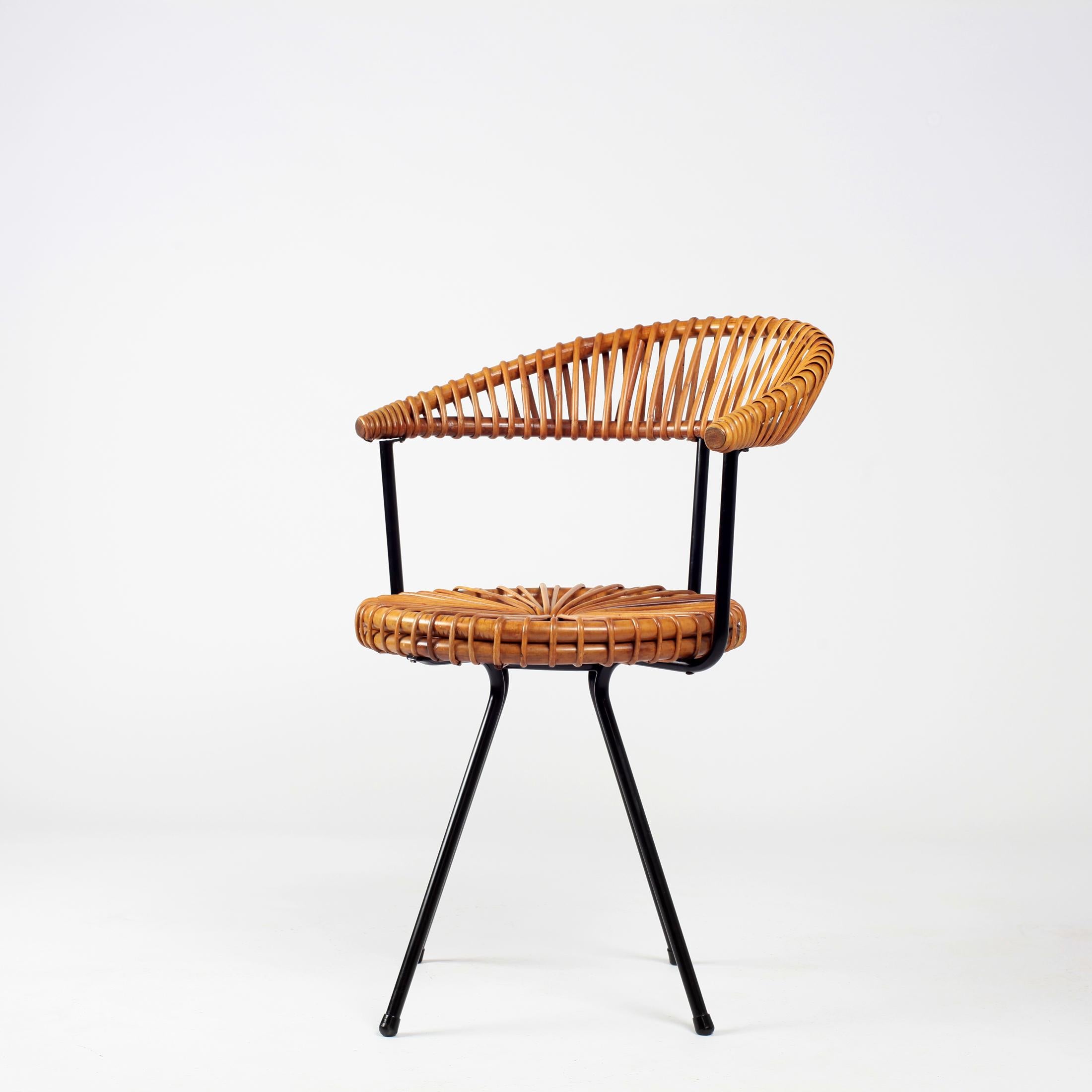 Dirk Van Sliedrecht Rattan Chair for Gebr Jonkers Noordwolde, 1950s 3