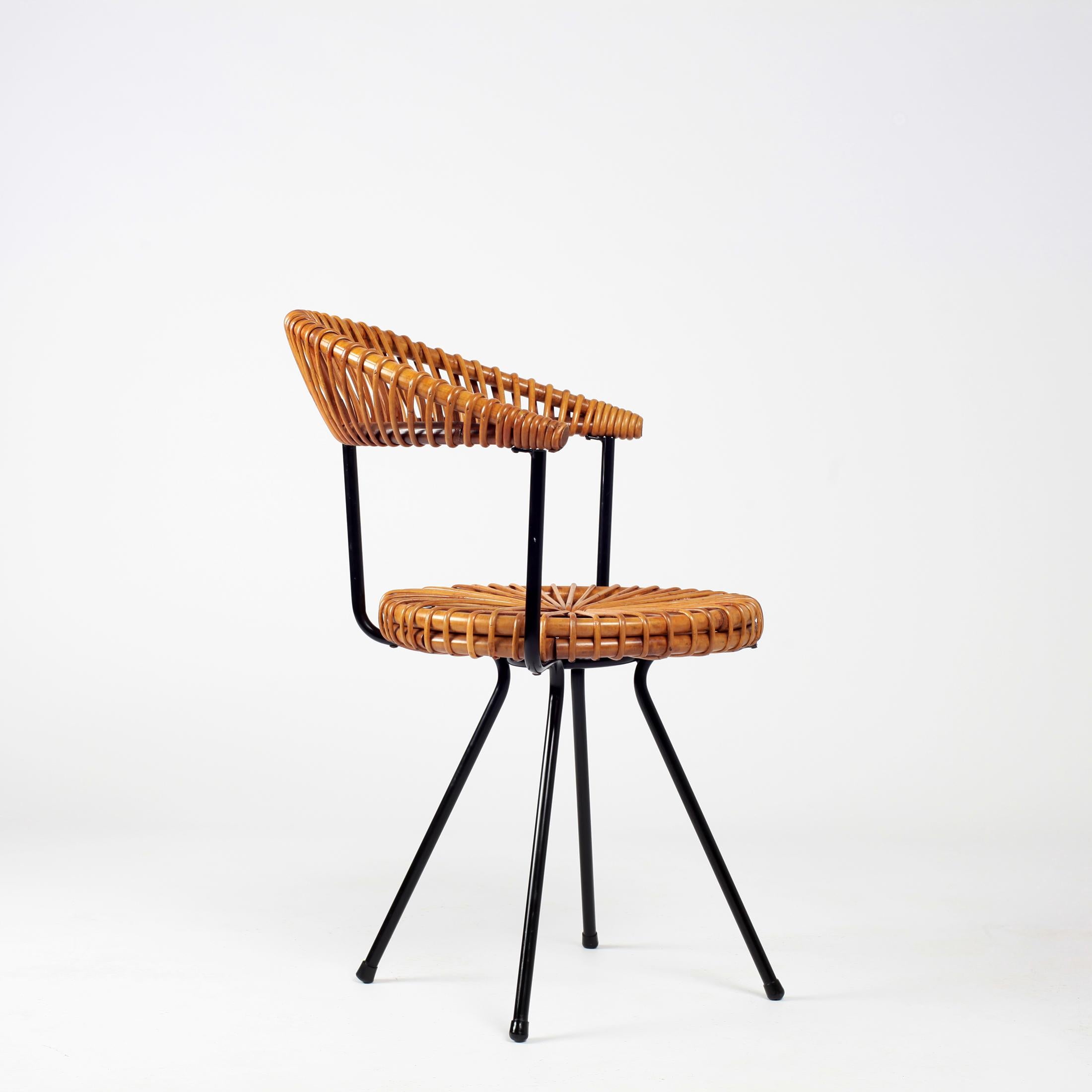Dirk Van Sliedrecht Rattan Chair for Gebr Jonkers Noordwolde, 1950s 5