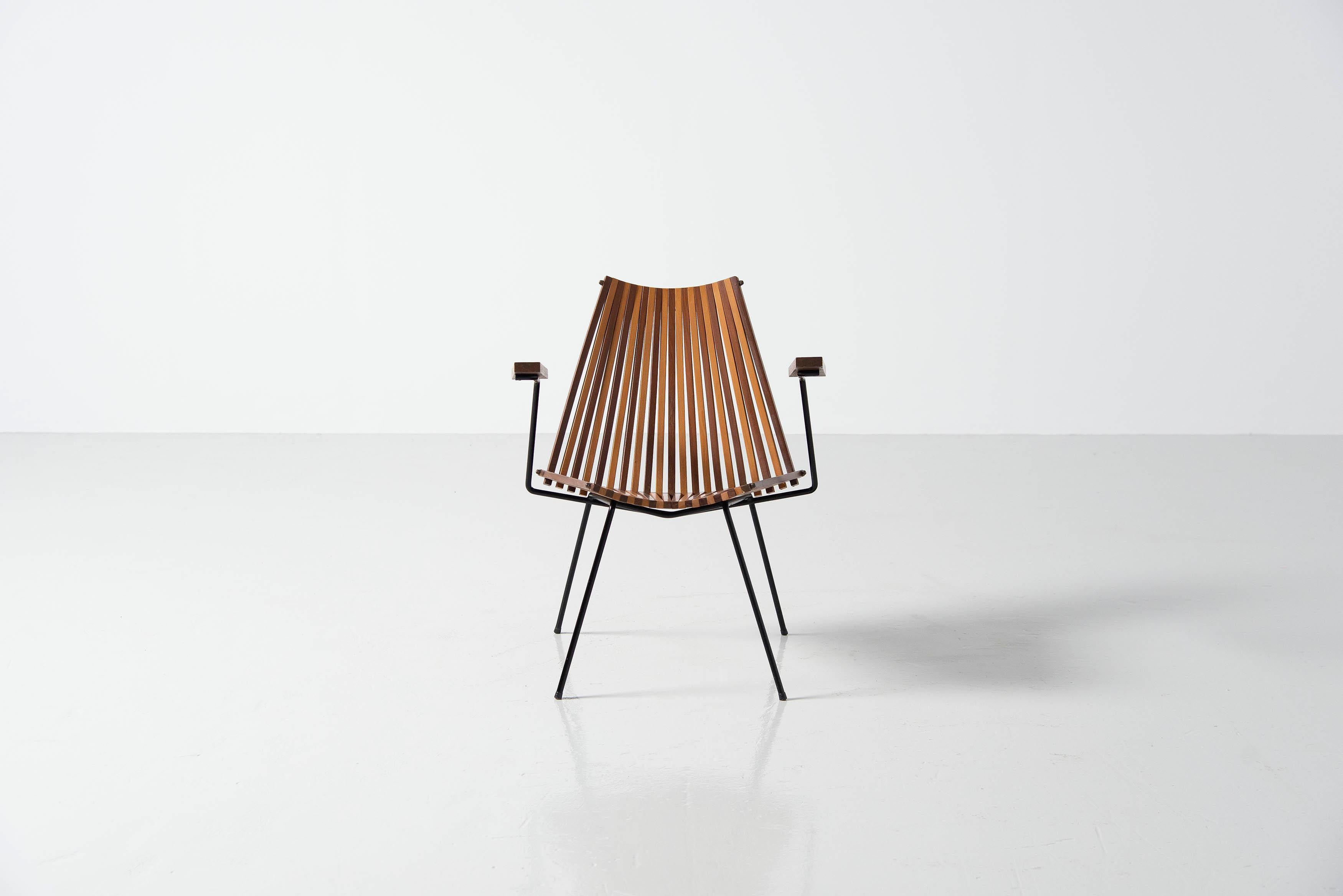 Dirk Van Sliedrecht Slat Chair Rohe Noordwolde, 1960 In Good Condition In Roosendaal, Noord Brabant