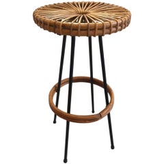 Dirk Van Sliedregt für Rohé Noordwolde, Rattan-Barhocker, Niederlande, um 1950