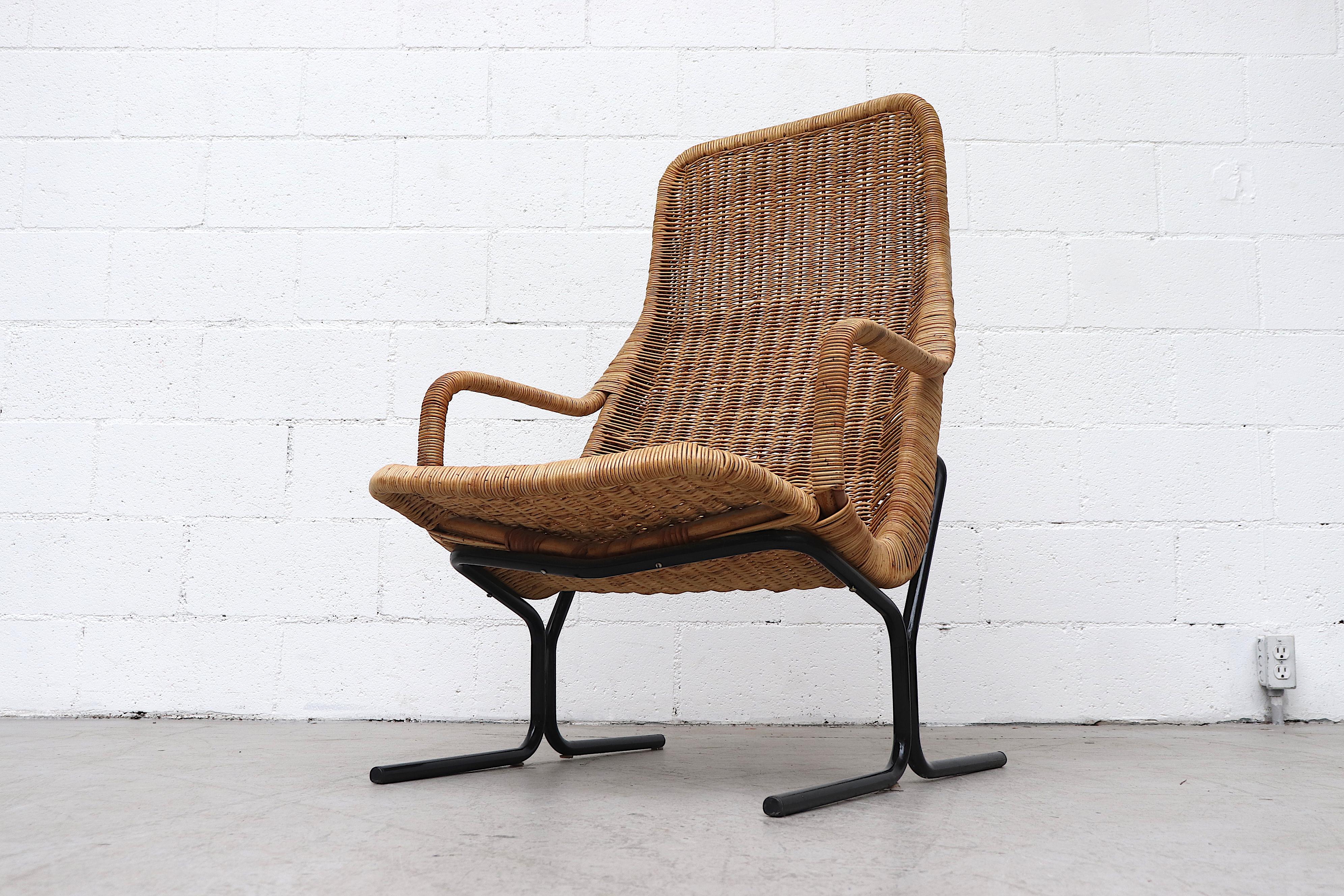 Bamboo Dirk Van Sliedregt High Back Woven Rattan Lounge Chair