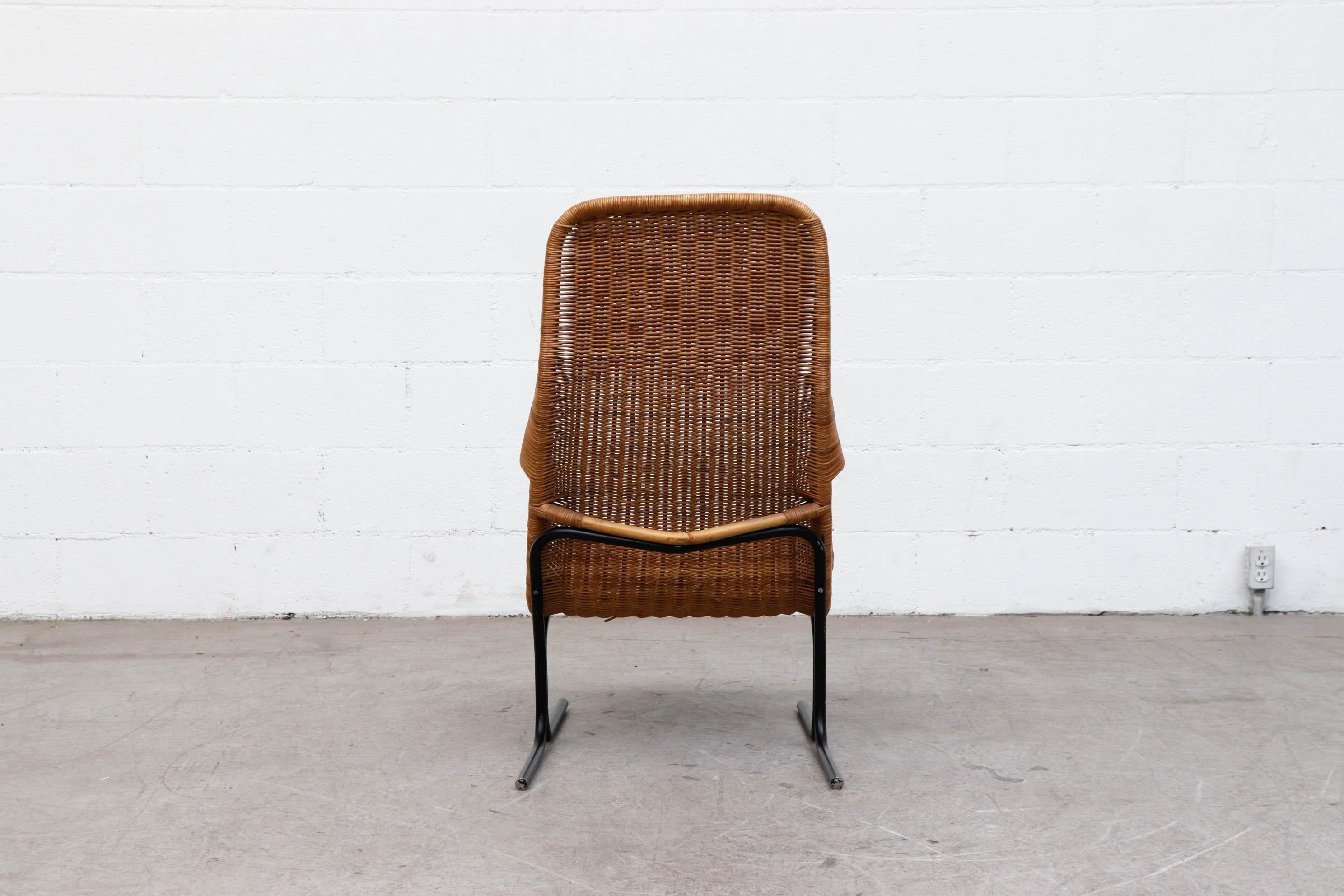 Dirk van Sliedregt High Back Woven Rattan Lounge Chair In Good Condition In Los Angeles, CA