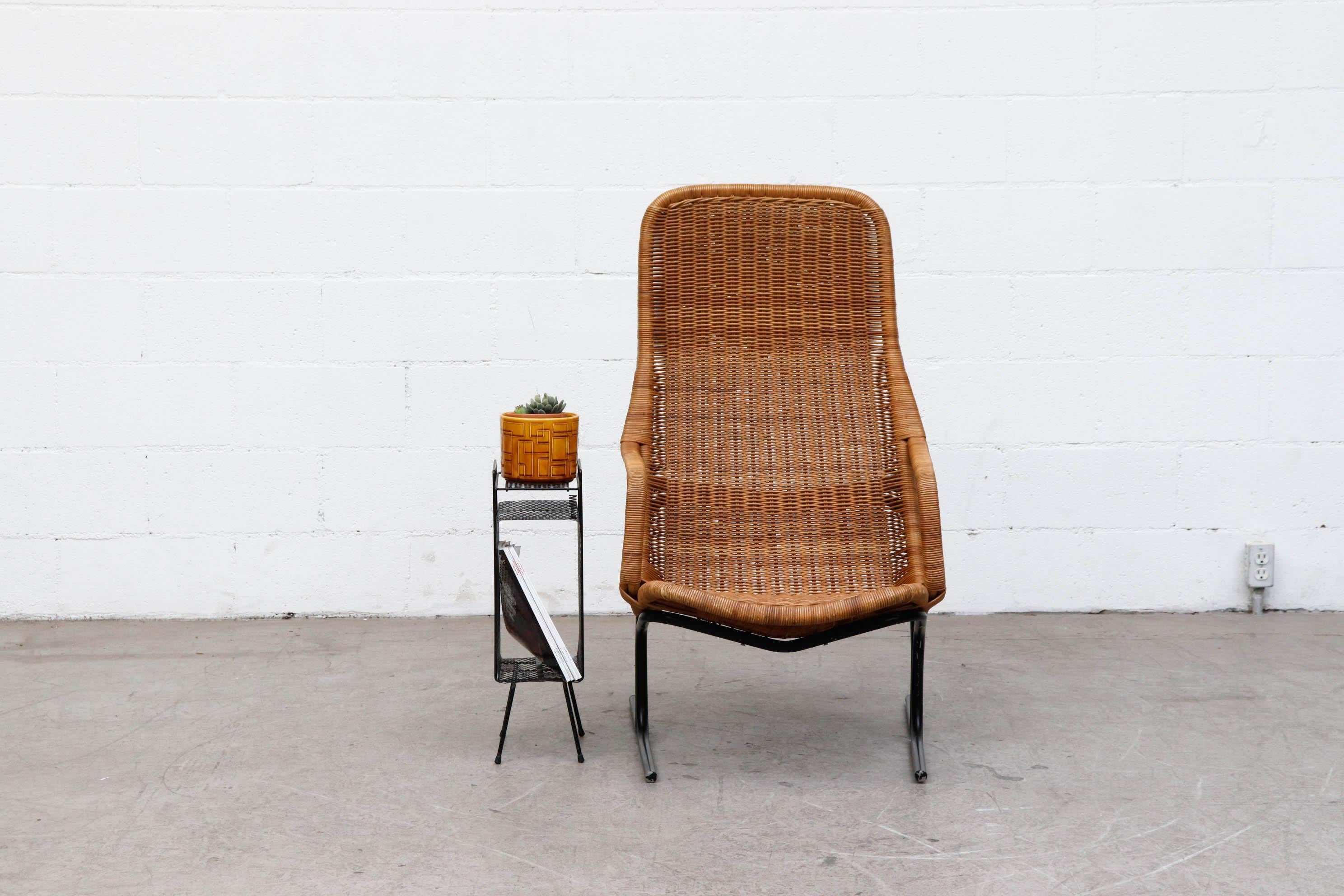 Dirk van Sliedregt High Back Woven Rattan Lounge Chair 1