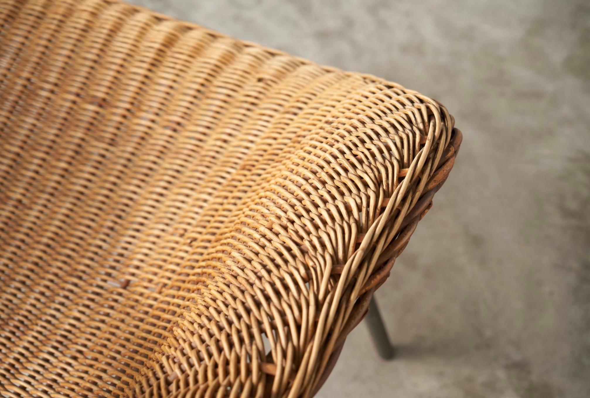 Dirk van Sliedregt Lounge Chair in Rattan and Metal 1960s For Sale 2