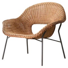 Dirk van Sliedregt Lounge Chair in Rattan and Metal 1960s