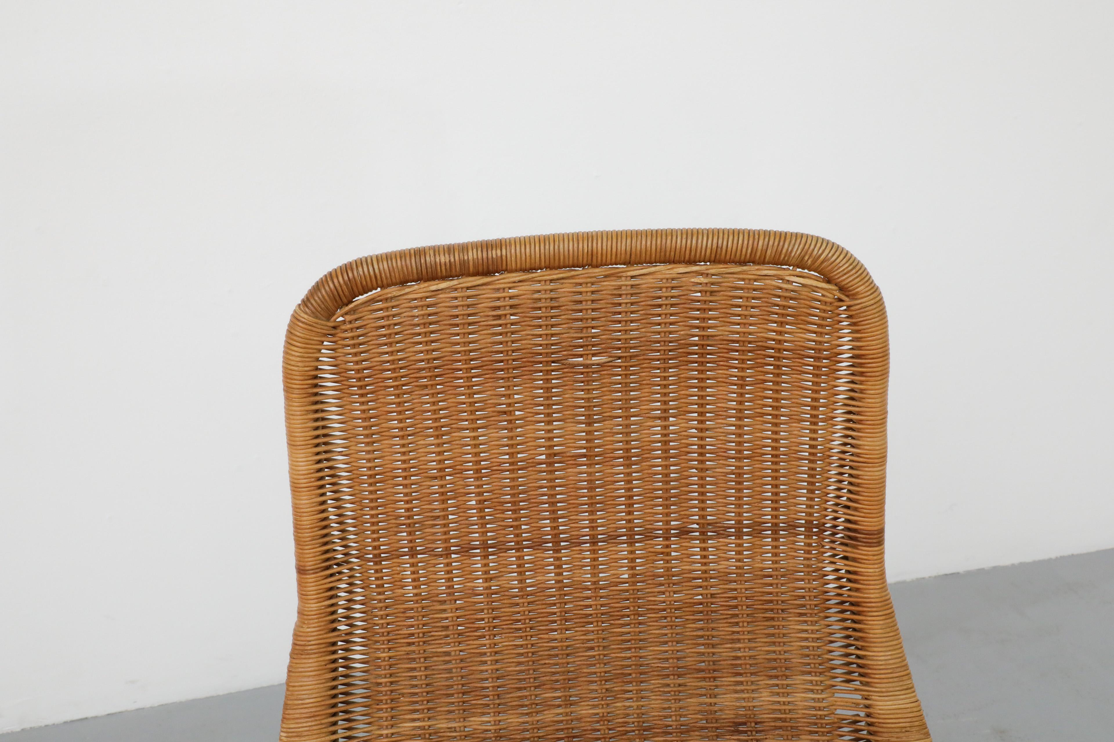 Dirk Van Sliedregt Model 514C High Back Rattan Lounge Chair w/ Chrome Sled Leg 3