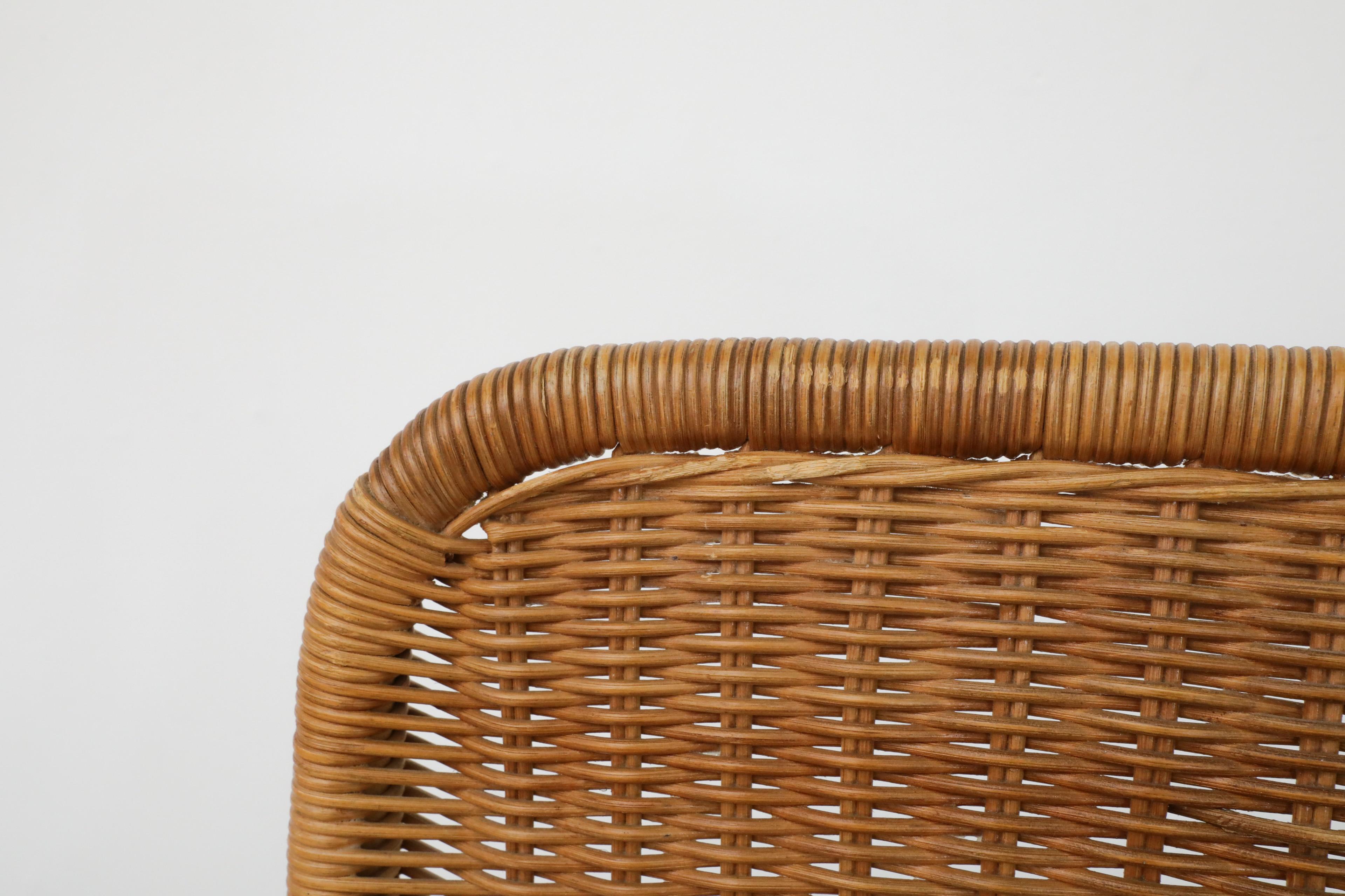 Dirk Van Sliedregt Model 514C High Back Rattan Lounge Chair w/ Chrome Sled Leg 4