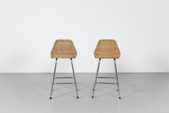 Dirk van Sliedregt Rattan Bar Stools in Charlotte Perriand Style