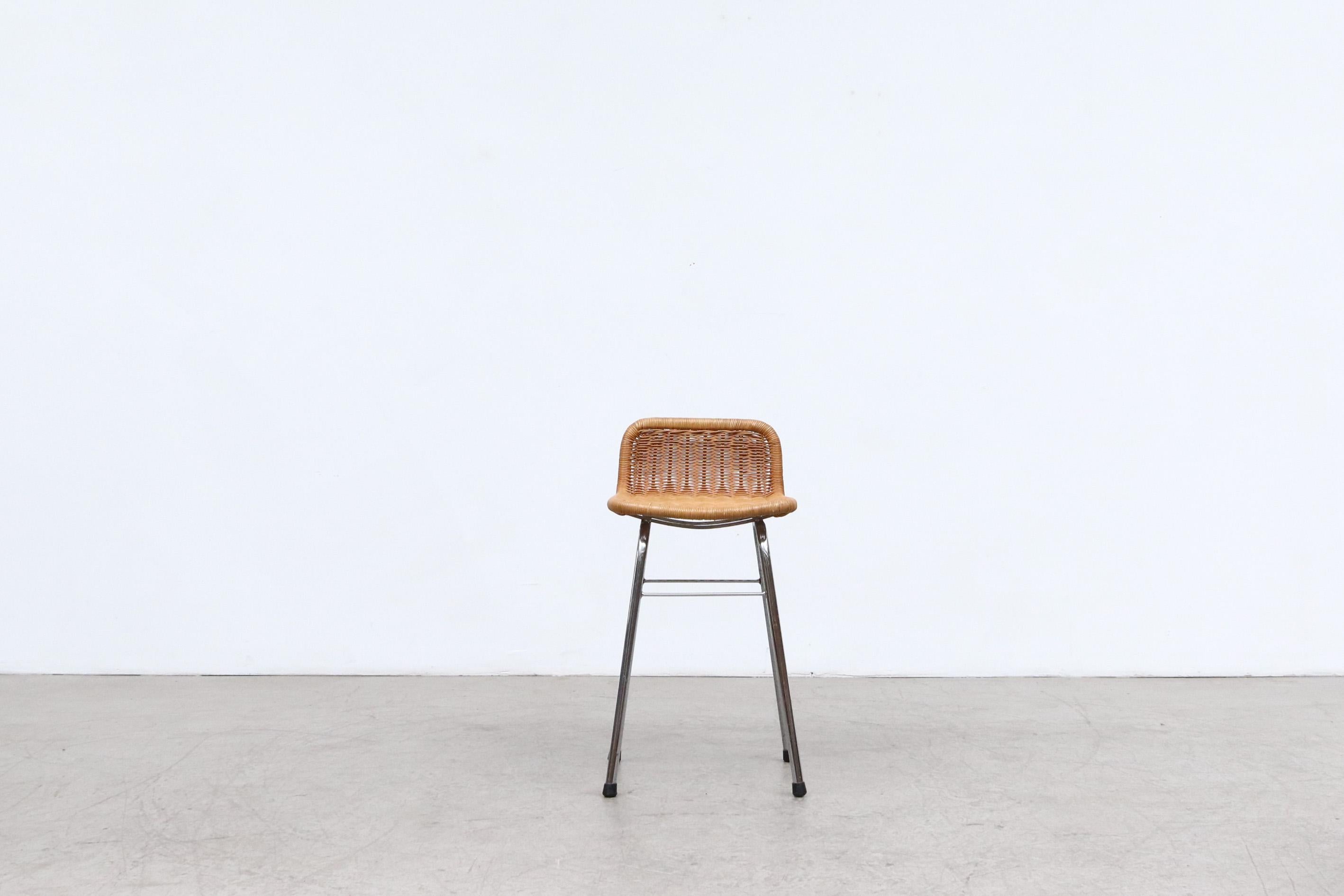 Mid-20th Century Dirk Van Sliedregt Rattan Counter Stools