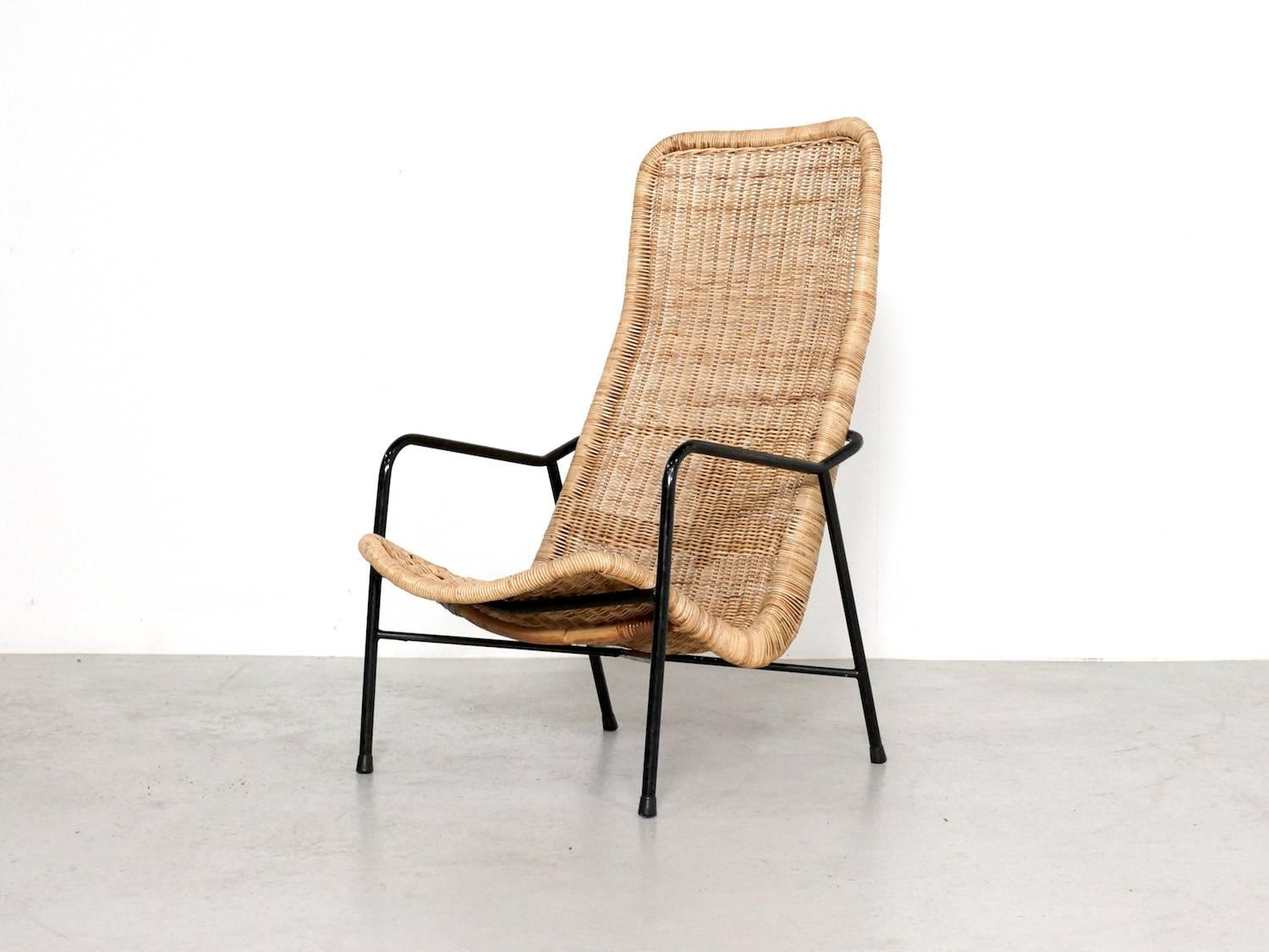 20th Century Dirk Van Sliedregt Rattan Easy Chair Model 514A Designed 1952 For Sale