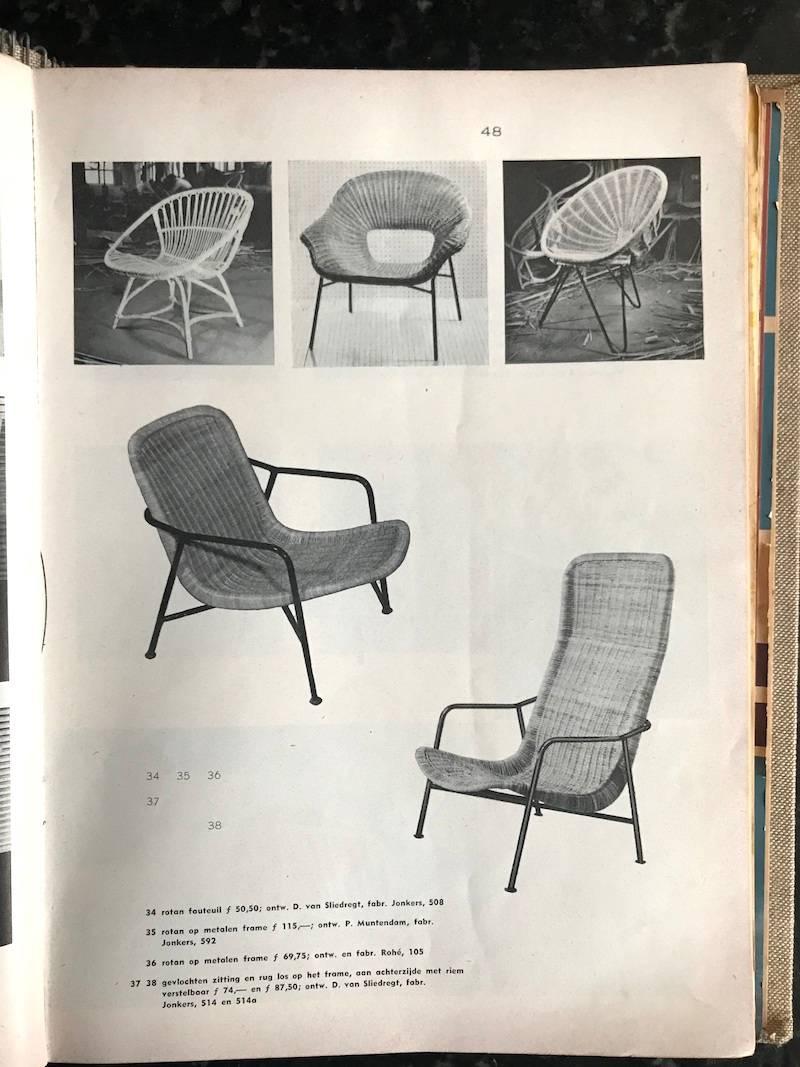 Dirk Van Sliedregt Rattan Easy Chair Model 514A Made in 1952 For Sale 7