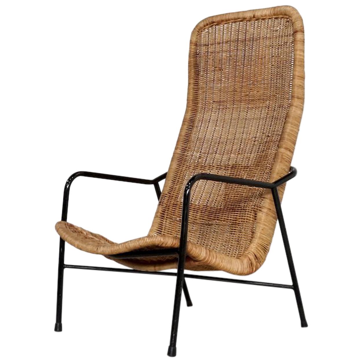 Dirk Van Sliedregt Rattan Easy Chair Model 514A Made in 1952 For Sale