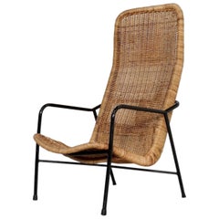 Dirk Van Sliedregt Rattan Easy Chair Model 514A Made in 1952