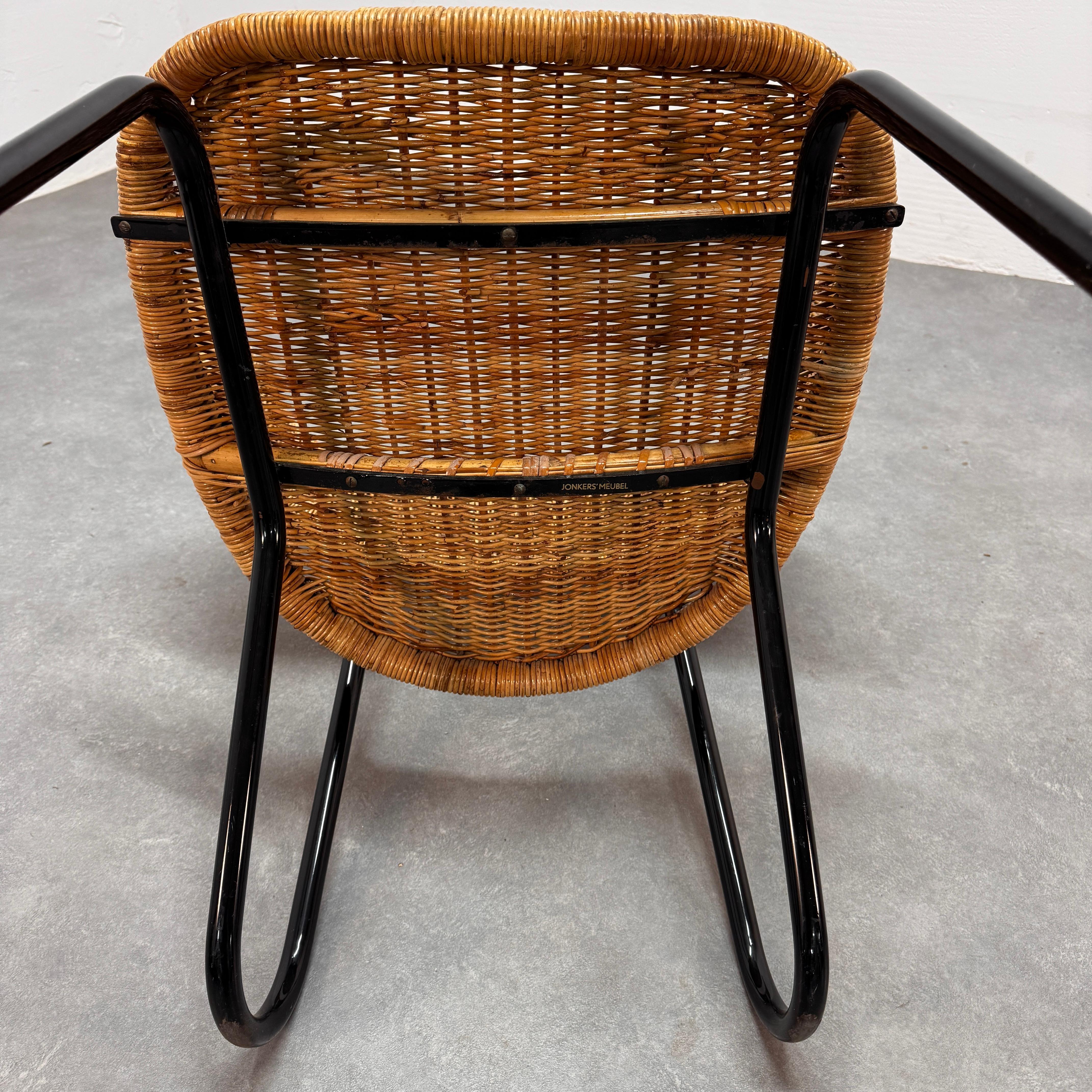 Fauteuil en rotin Dirk van Sliedregt, modèle 568 pour Gebr Jonkers, Pays-Bas, 1954 en vente 2