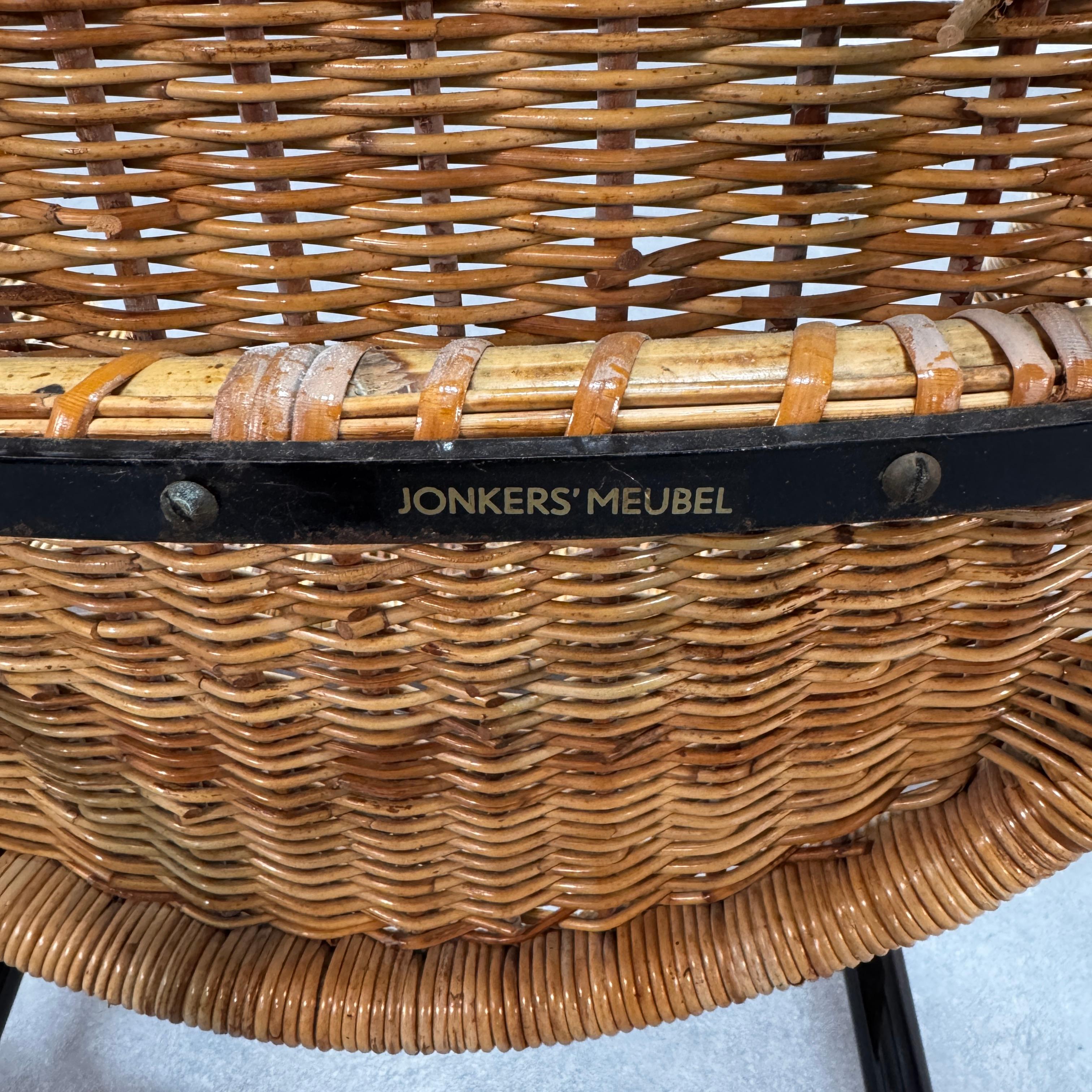 Fauteuil en rotin Dirk van Sliedregt, modèle 568 pour Gebr Jonkers, Pays-Bas, 1954 en vente 3