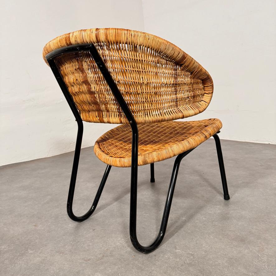 Tissé à la main Fauteuil en rotin Dirk van Sliedregt, modèle 568 pour Gebr Jonkers, Pays-Bas, 1954 en vente