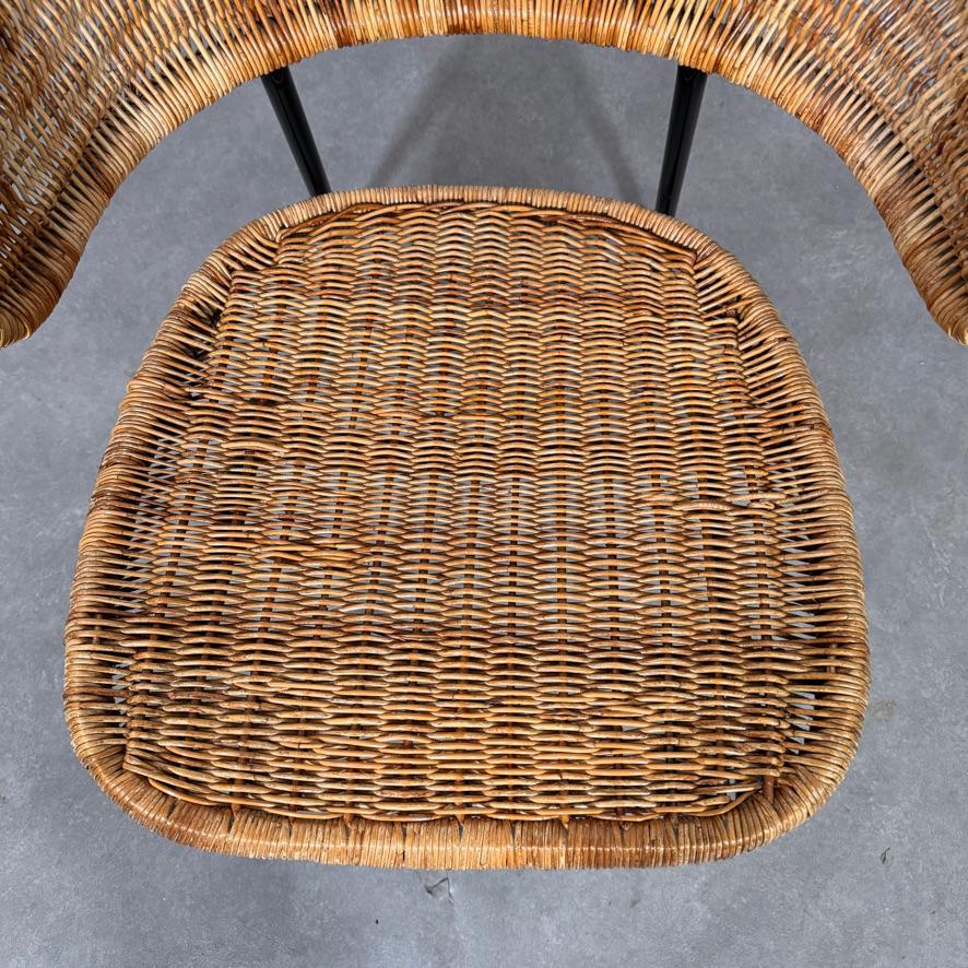 Fauteuil en rotin Dirk van Sliedregt, modèle 568 pour Gebr Jonkers, Pays-Bas, 1954 Bon état - En vente à CASTENRAY, NL