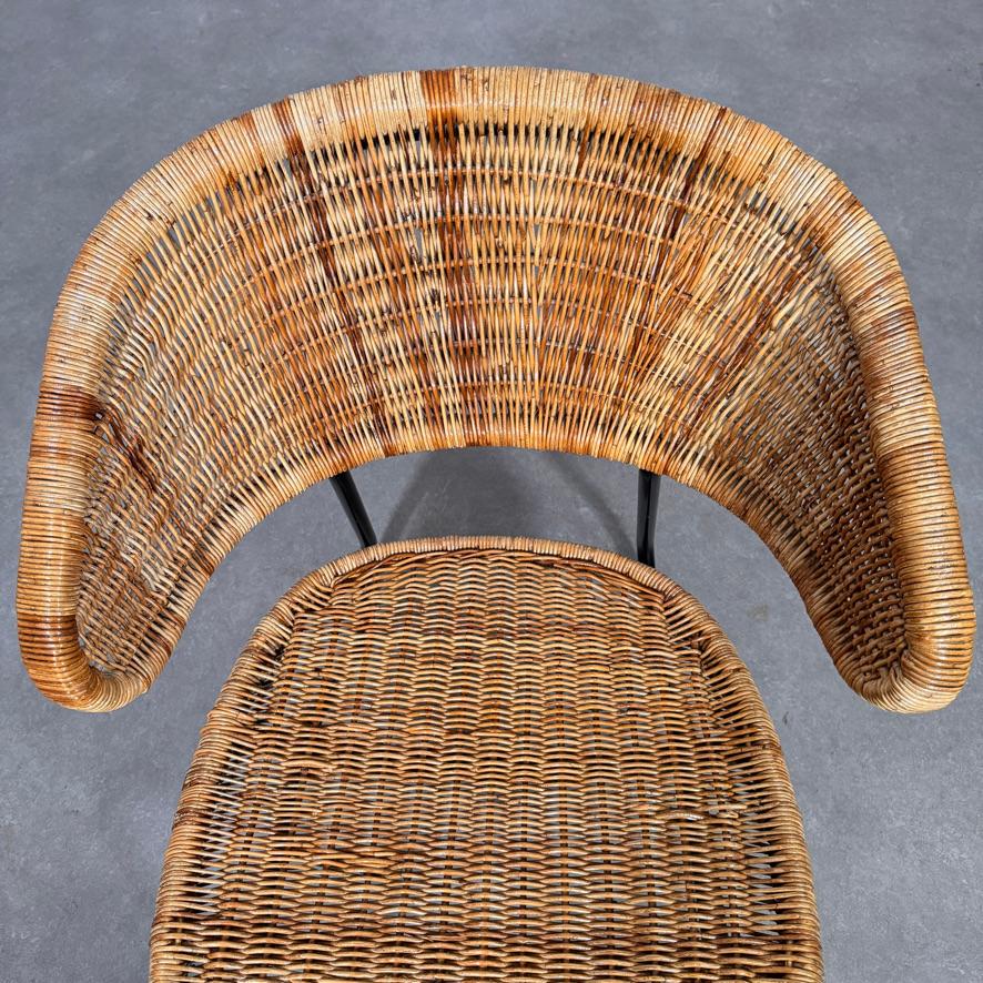 20ième siècle Fauteuil en rotin Dirk van Sliedregt, modèle 568 pour Gebr Jonkers, Pays-Bas, 1954 en vente