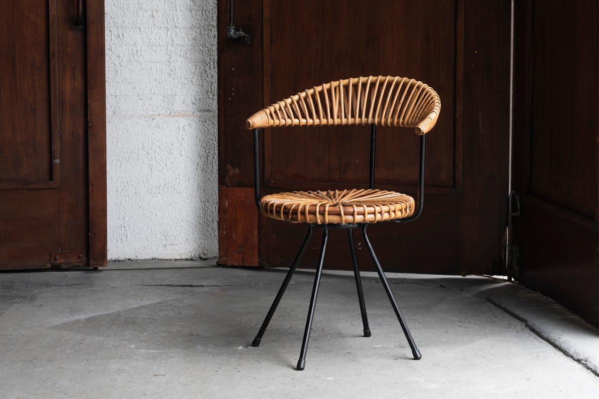 Dirk van Sliedregt Rattan Side Chair for Rohé Noordwolde, Dutch Design, 1960s 8