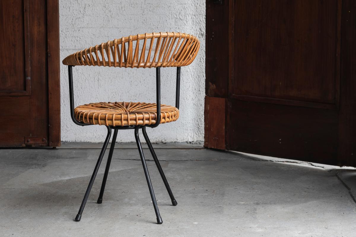 Dirk van Sliedregt Rattan Side Chair for Rohé Noordwolde, Dutch Design, 1960s 10