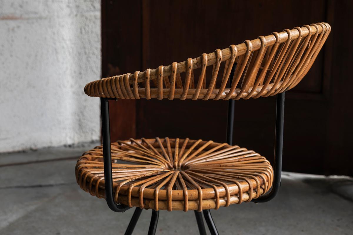 Dirk van Sliedregt Rattan Side Chair for Rohé Noordwolde, Dutch Design, 1960s 13