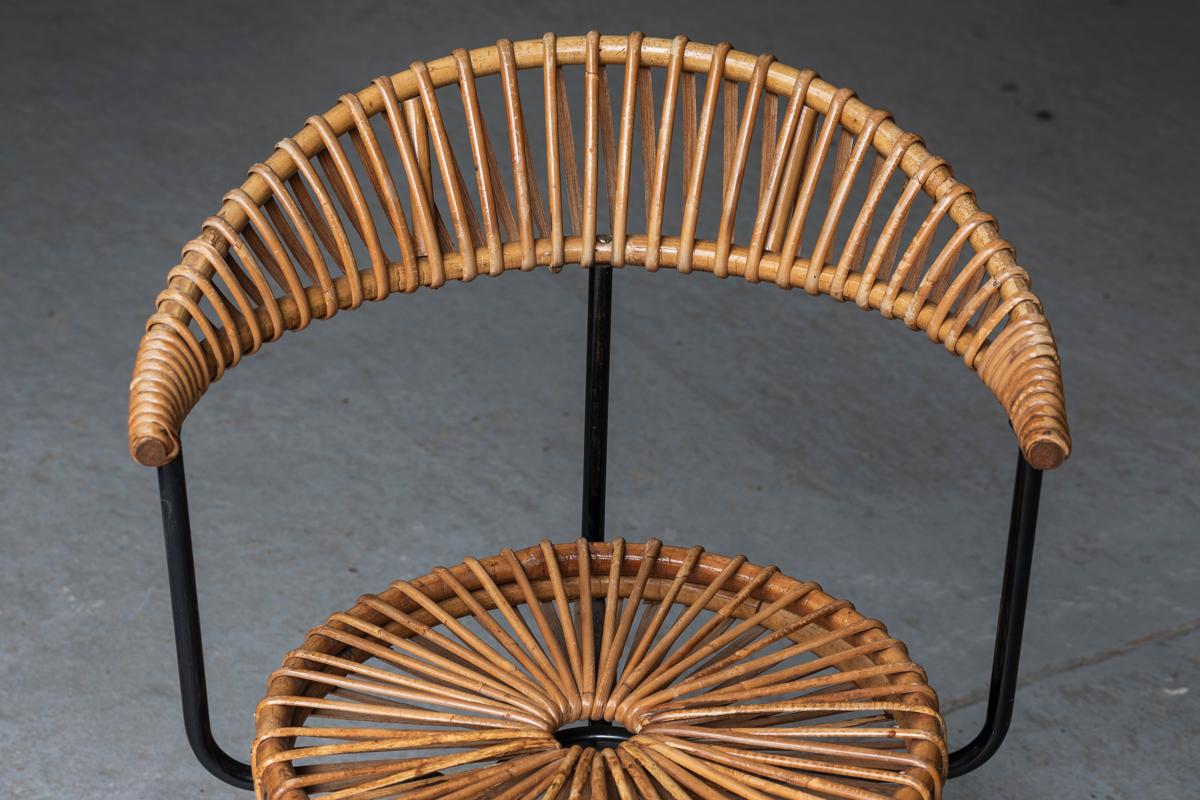 Mid-20th Century Dirk van Sliedregt Rattan Side Chair for Rohé Noordwolde, Dutch Design, 1960s
