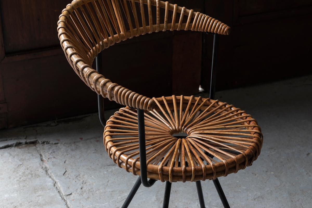 Dirk van Sliedregt Rattan Side Chair for Rohé Noordwolde, Dutch Design, 1960s 2