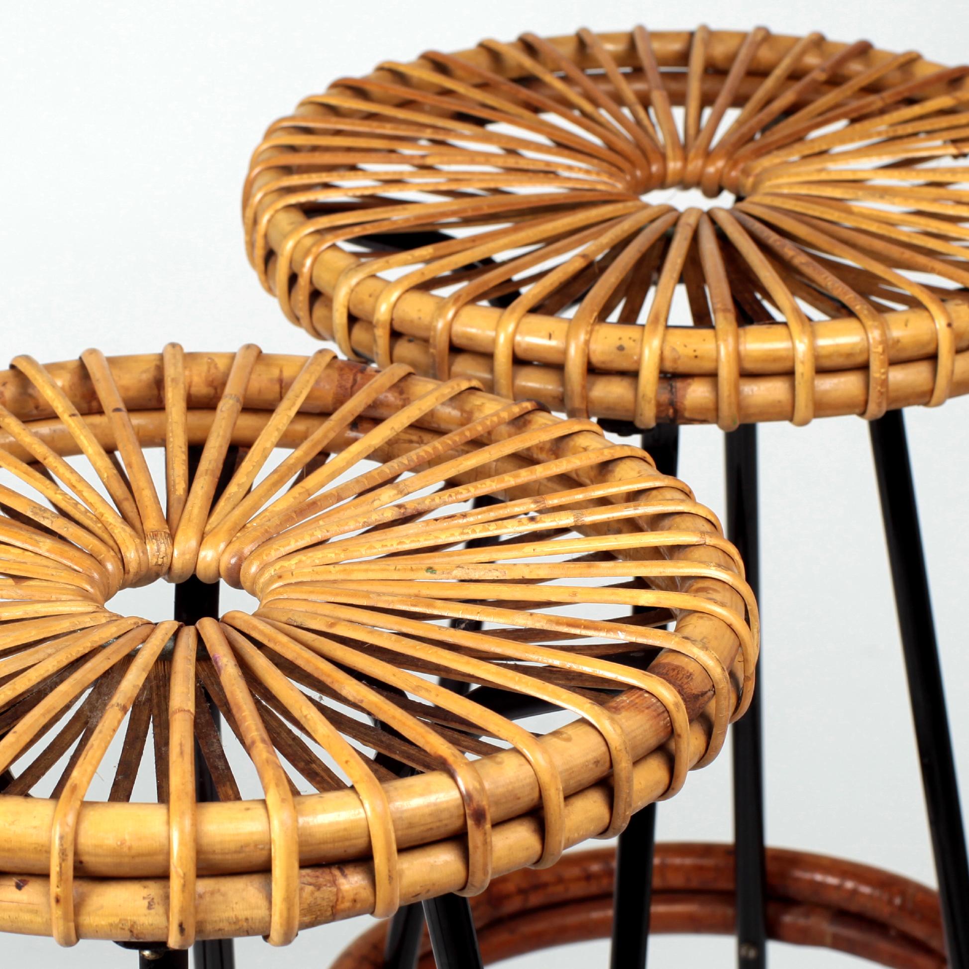 Dirk Van Sliedregt Rattan Stool, 1950s 5