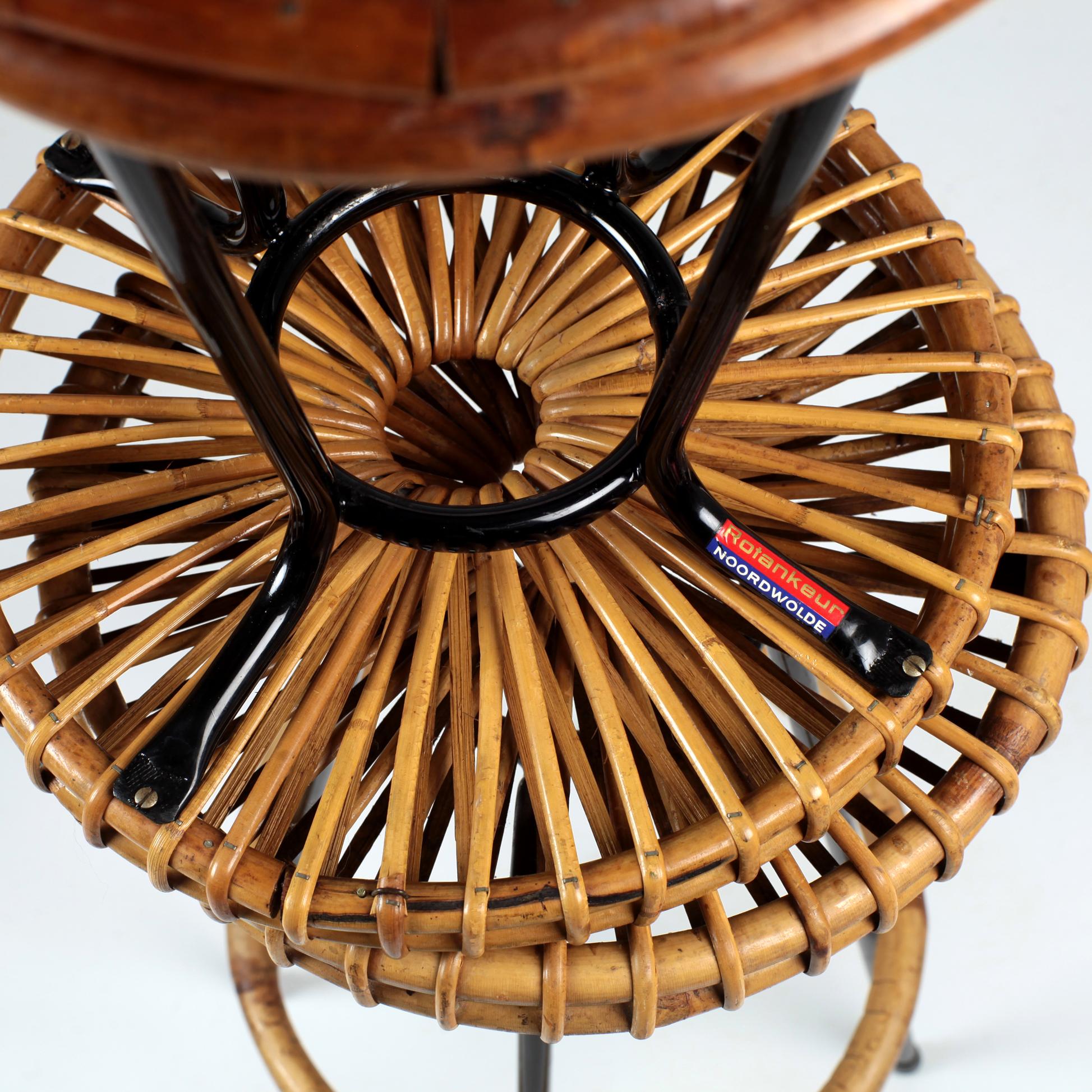 Dirk Van Sliedregt Rattan Stool, 1950s 6