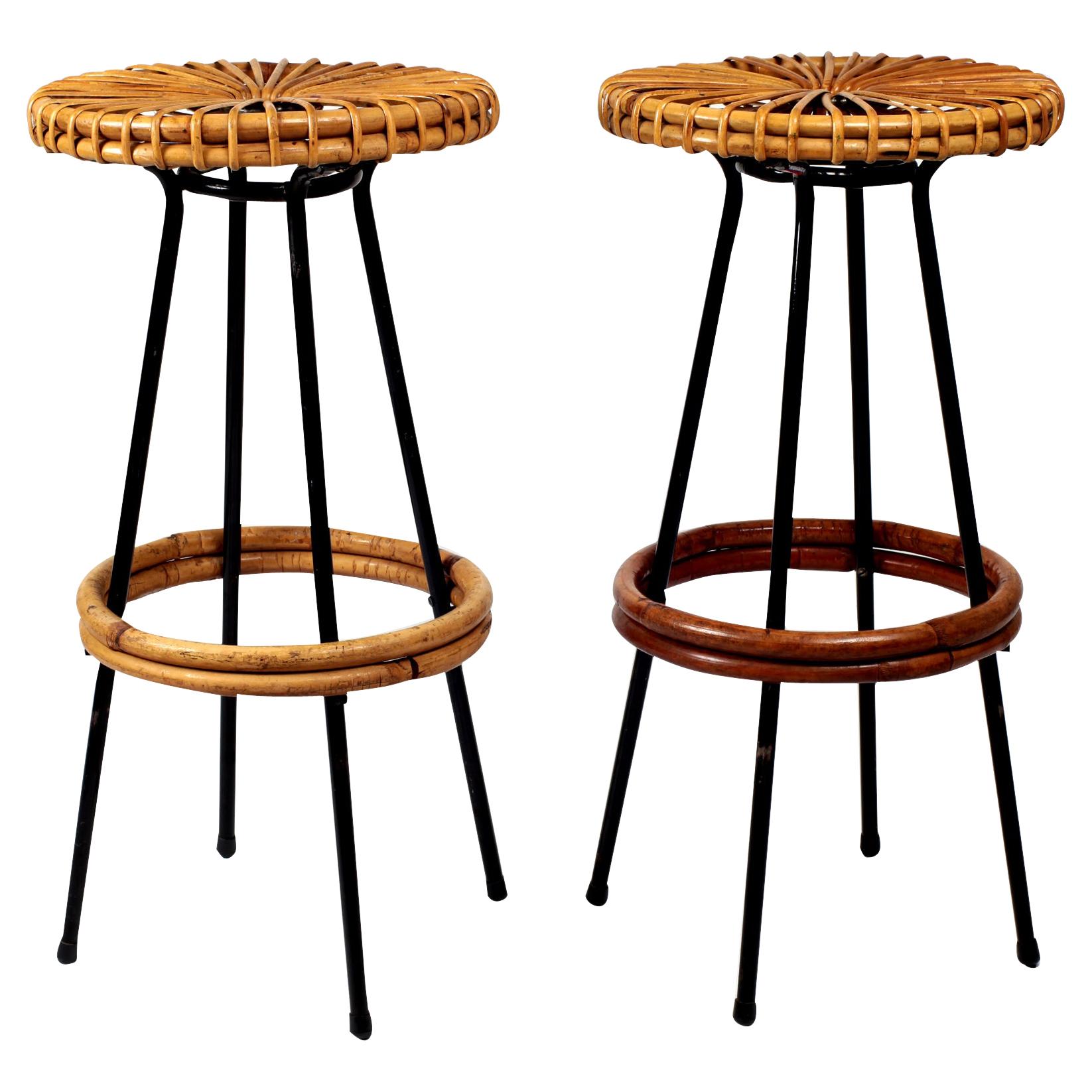 Dirk Van Sliedregt Rattan Stool, 1950s