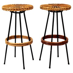 Dirk Van Sliedregt Rattan Stool, 1950s